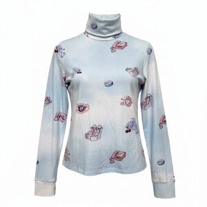 I'm Sorry by Petra Collins Light Blue Graphic Turtleneck Size L